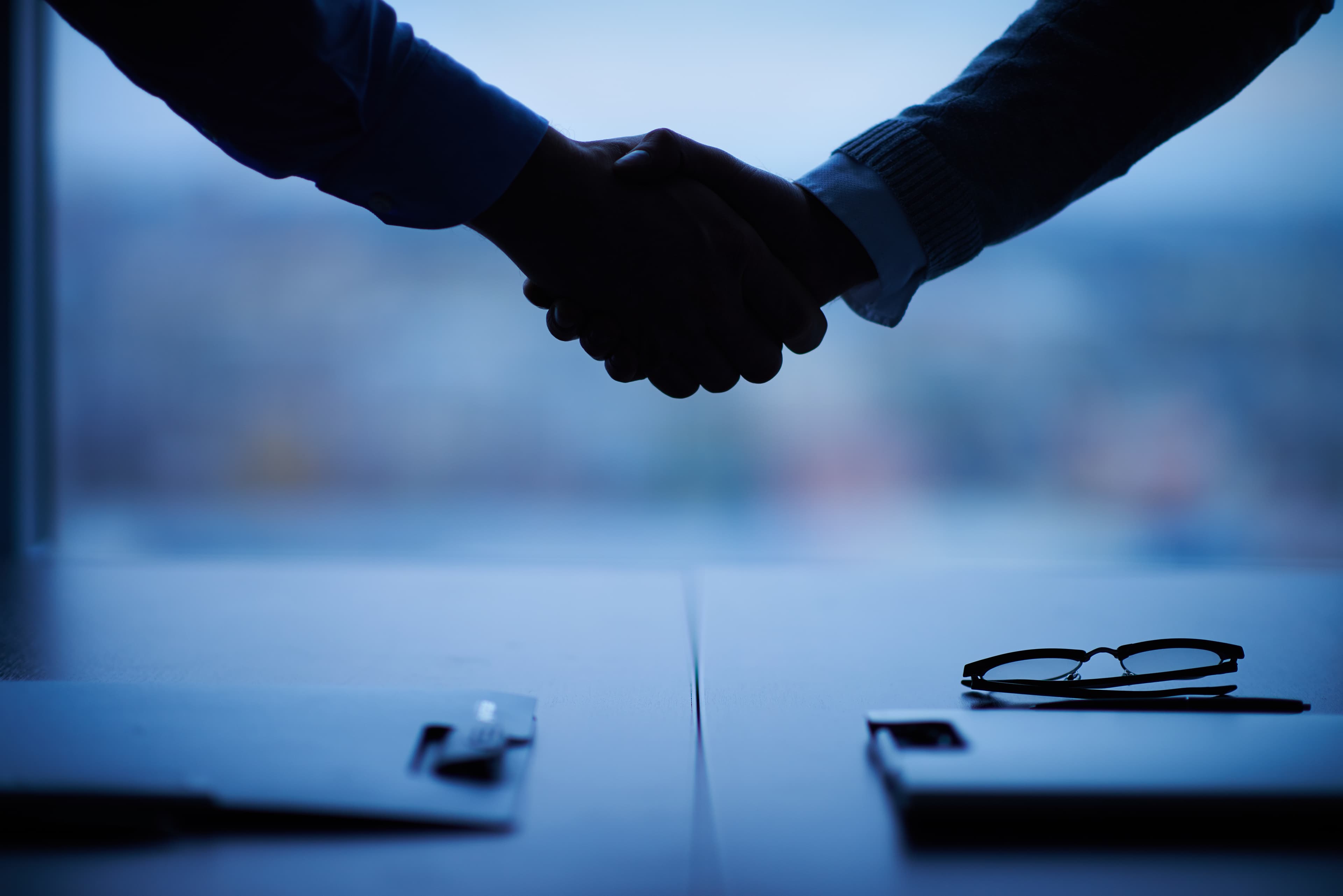 Business handshake representing partnership and trust